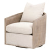 Niya Swivel Accent Chair, Smooth Texture Gray Fabric, Solid Birch Wood
