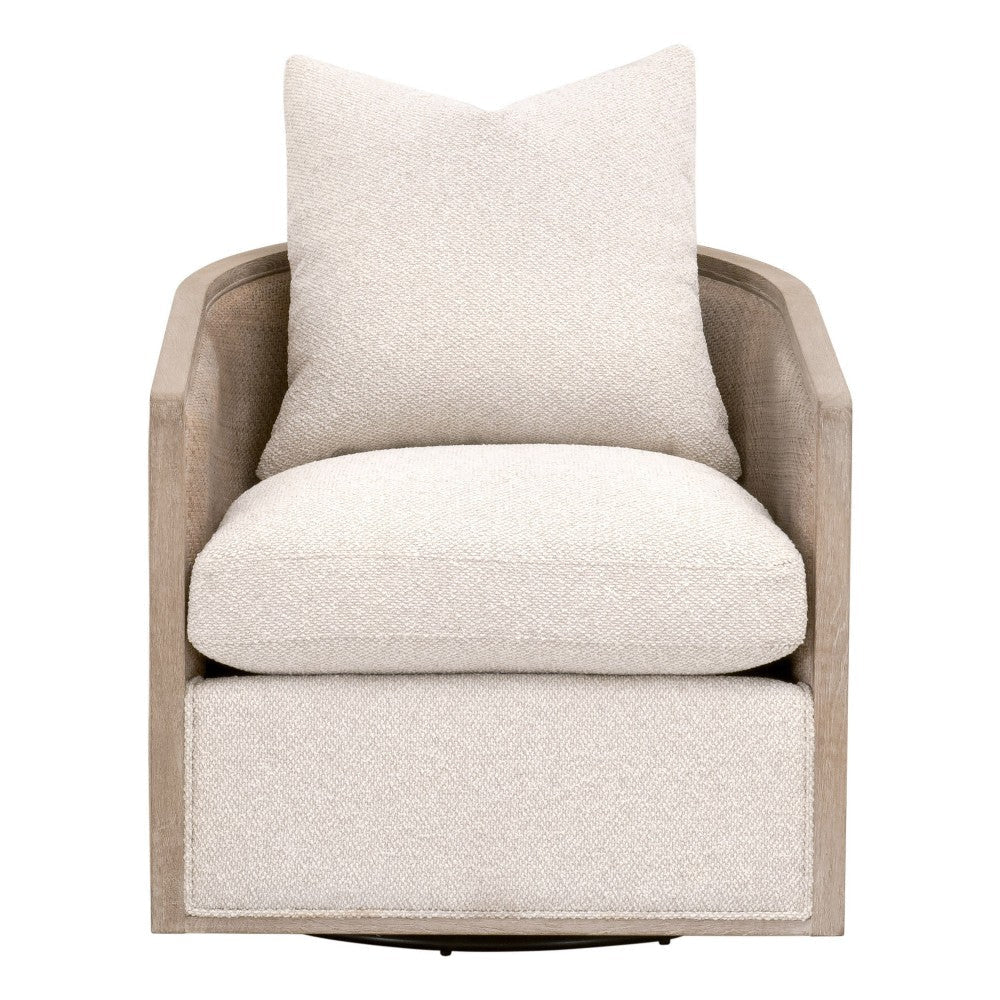 Niya Swivel Accent Chair Smooth Texture Gray Fabric Solid Birch Wood BM327649