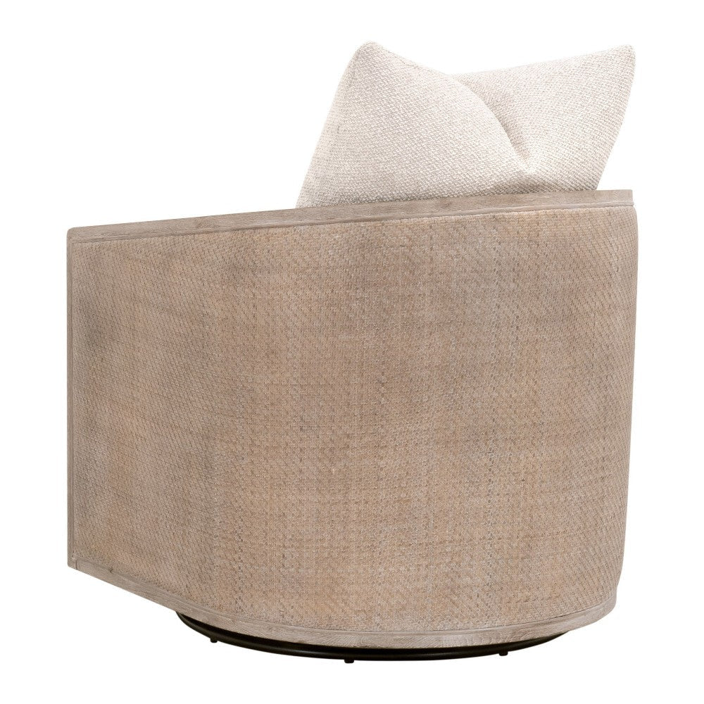 Niya Swivel Accent Chair Smooth Texture Gray Fabric Solid Birch Wood BM327649