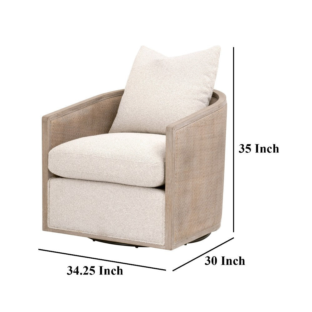 Niya Swivel Accent Chair Smooth Texture Gray Fabric Solid Birch Wood BM327649