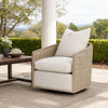 Niya Swivel Accent Chair, Smooth Texture Gray Fabric, Solid Birch Wood