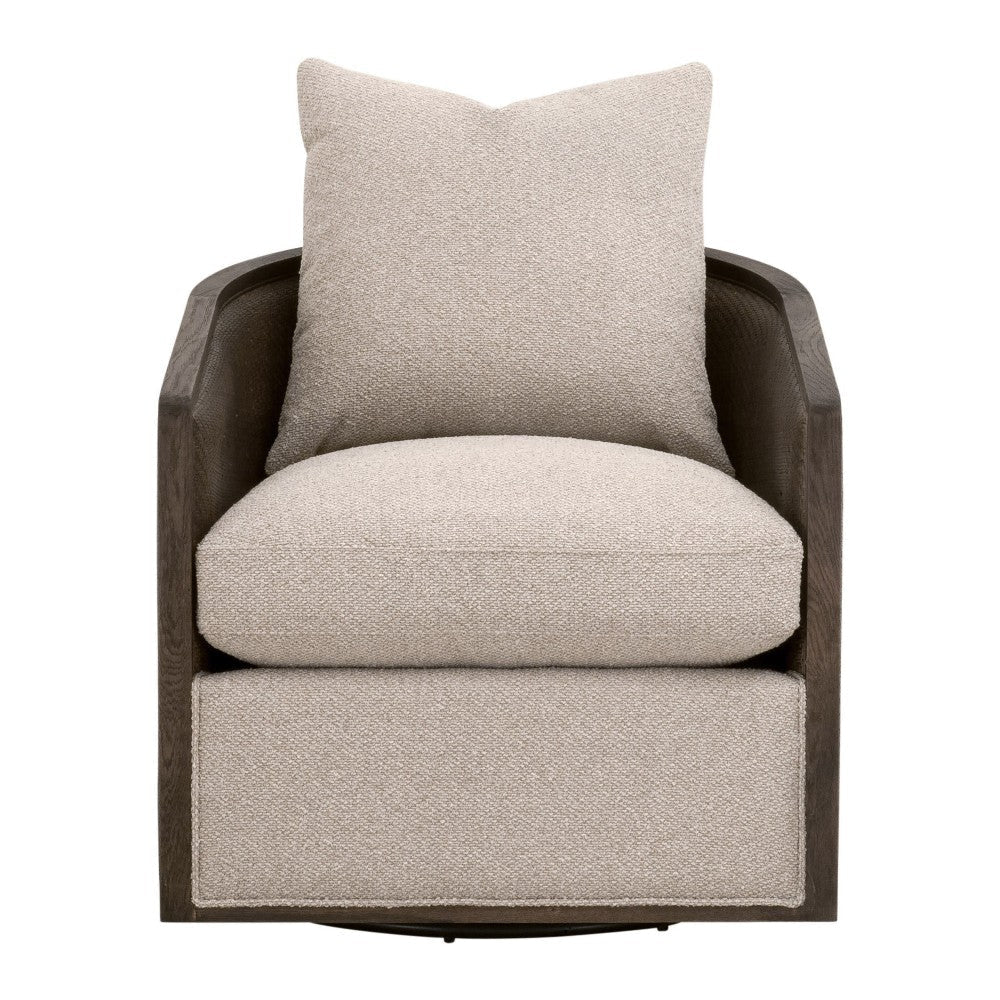 Niya Swivel Chair Swivel Smooth Textured Brown Dark Solid Oak Wood BM327650