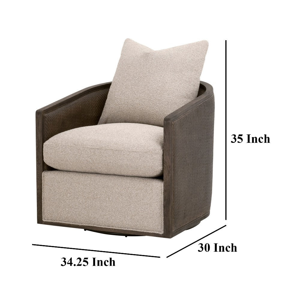 Niya Swivel Chair Swivel Smooth Textured Brown Dark Solid Oak Wood BM327650