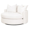 Joey Sofa Chair, Swivel, Textured Snow White Boucle, 3 Throw Pillows