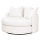 Joey Sofa Chair, Swivel, Textured Snow White Boucle, 3 Throw Pillows