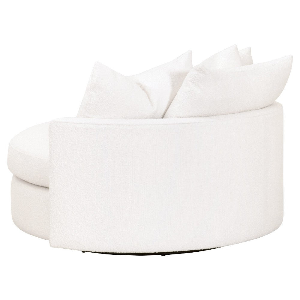 Joey Sofa Chair Swivel Textured Snow White Boucle 3 Throw Pillows BM327653