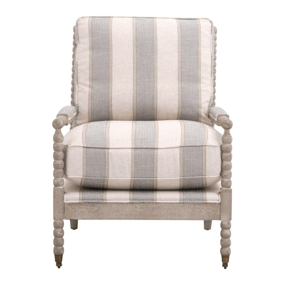 Accent Chair Welt Edge Design Striped Pattern Design Gray Oak Wood BM327654