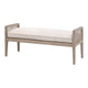Accent Bench, Cane Design, Beige, Gray Solid Oak Wood Finish, 52 Inch