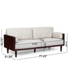 Sofa 77 Inch 2 Seater Retro Style Tapered Wood Legs Plush Beige BM327683