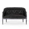 Sofa 50 Inch Button Tufted Design Birch Wood Black Faux Leather BM327684