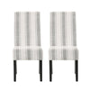Dinner Chair Set of 2 Retro Style Armless Design White Gray Stripes BM327685