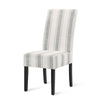 Dinner Chair Set of 2 Retro Style Armless Design White Gray Stripes BM327685