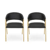 Dining Chair Set of 2 Modern Black Faux Leather Gold Metal Legs BM327686