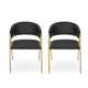 Dining Chair Set of 2 Modern Black Faux Leather Gold Metal Legs BM327686