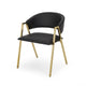 Dining Chair Set of 2, Modern Black Faux Leather, Gold Metal Legs
