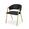 Dining Chair Set of 2 | Modern Black Faux Leather | Gold Metal Legs