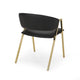 Dining Chair Set of 2 | Modern Black Faux Leather | Gold Metal Legs