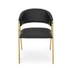 Dining Chair Set of 2 | Modern Black Faux Leather | Gold Metal Legs