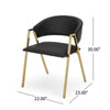 Dining Chair Set of 2 Modern Black Faux Leather Gold Metal Legs BM327686