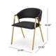Dining Chair Set of 2 Modern Black Faux Leather Gold Metal Legs BM327686