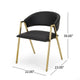 Dining Chair Set of 2 | Modern Black Faux Leather | Gold Metal Legs