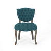 Dining Chair Set of 2 | Button Tufted Teal Fabric Design | Rubberwood