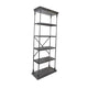 Sweet Bookcase, 85 Inch, 5 Shelves, Gray Metal Pipe Design, Fir Wood
