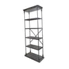 Sweet Bookcase 85 Inch 5 Shelves Gray Metal Pipe Design Fir Wood BM327690