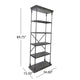 Sweet Bookcase 85 Inch 5 Shelves Gray Metal Pipe Design Fir Wood BM327690