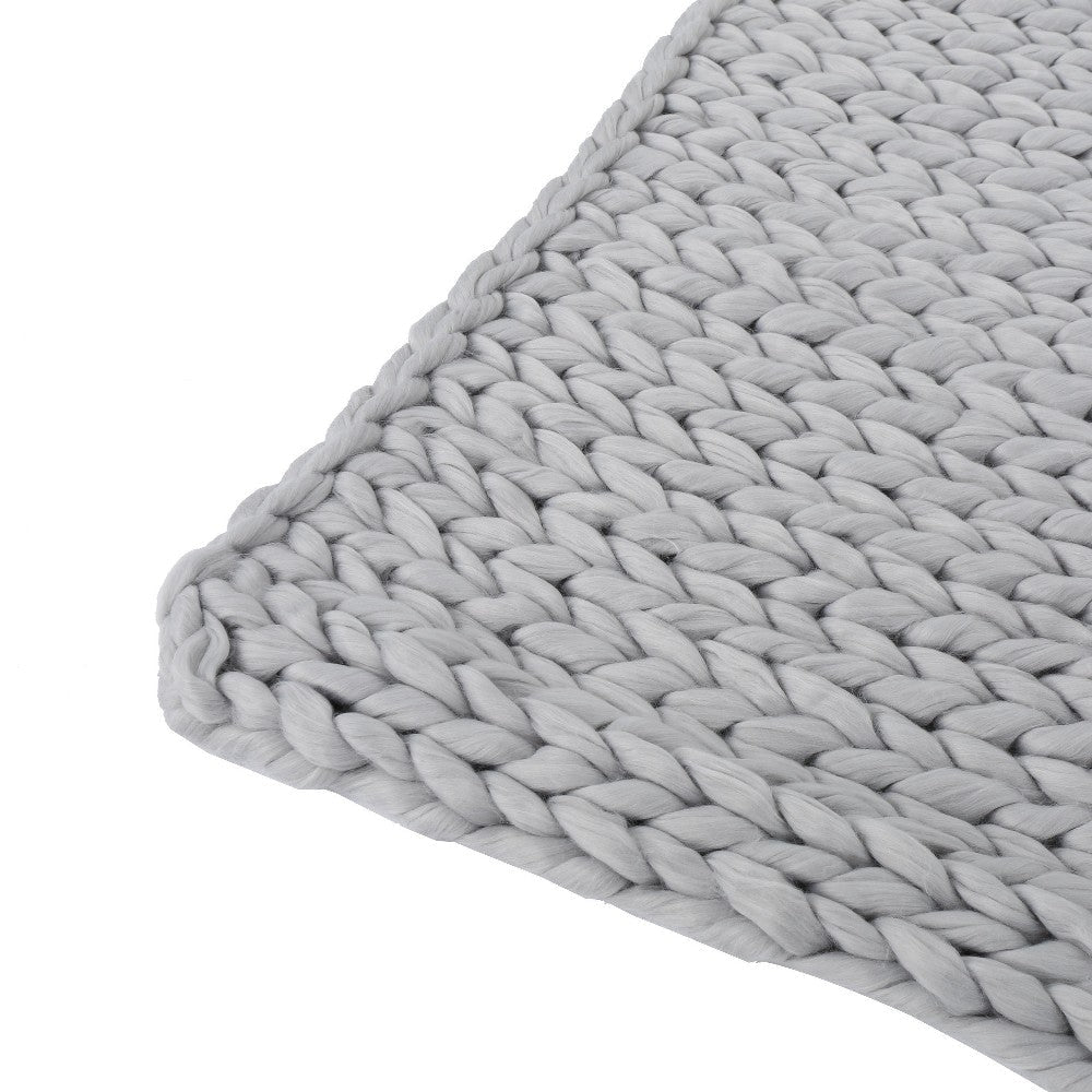 Moon Throw Blanket 60 Inch Knitted Design Acrylic Silvery Gray BM327699