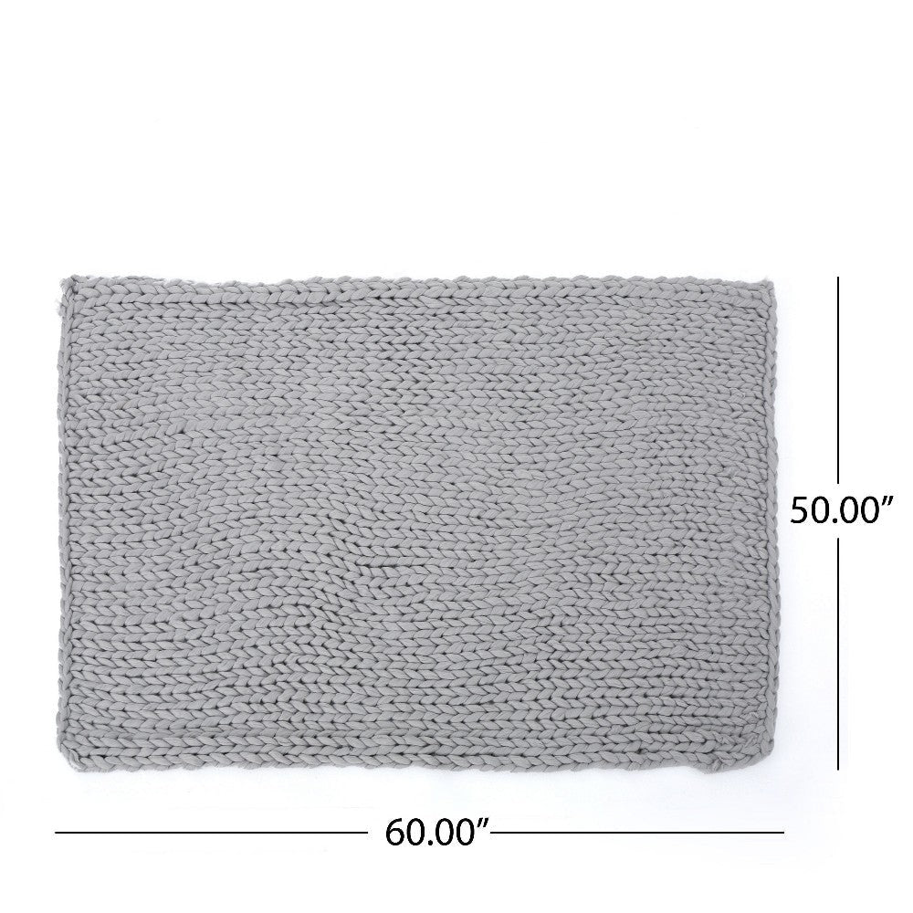 Moon Throw Blanket 60 Inch Knitted Design Acrylic Silvery Gray BM327699