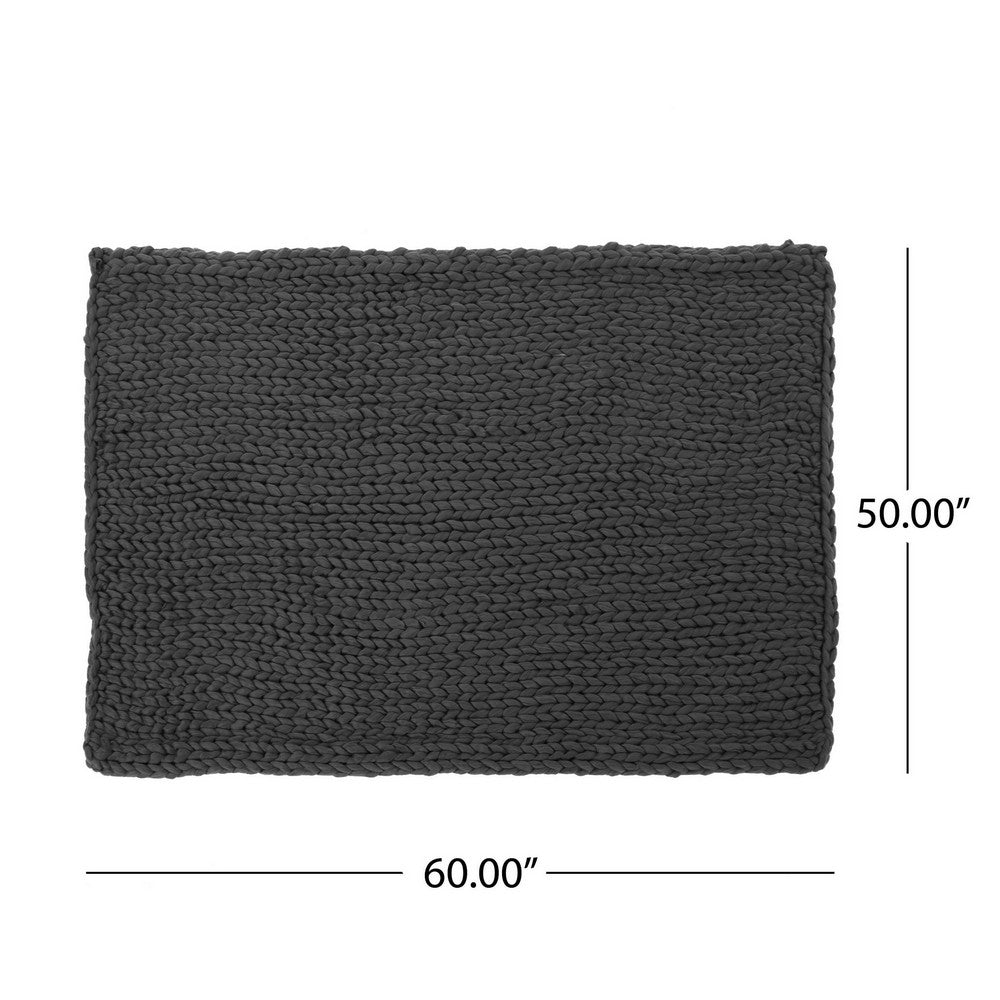 Moon Throw Blanket | 60" | Knitted Design | Acrylic | Dark Gray Finish