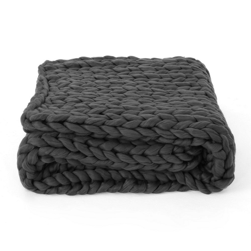 Moon Throw Blanket | 60" | Knitted Design | Acrylic | Dark Gray Finish