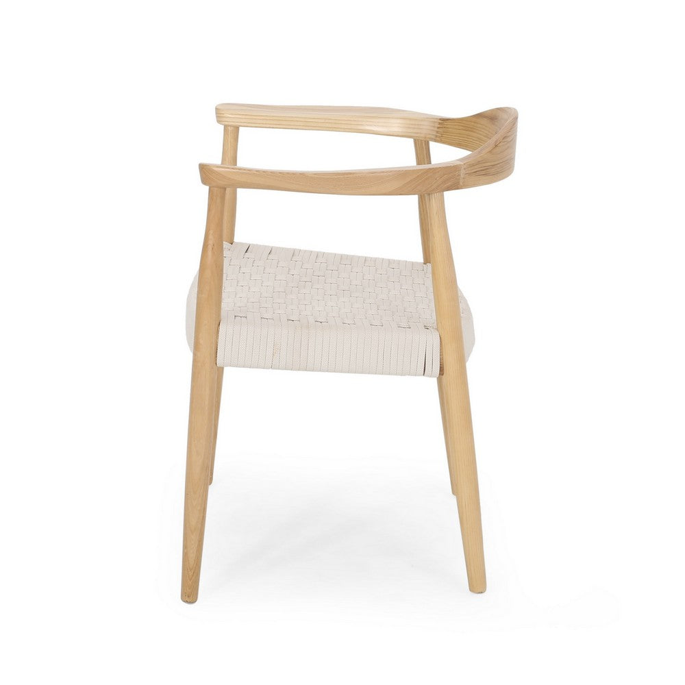 Accent Armchair | White Rope Woven Style Seat | Natural Brown Ash Wood