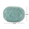 Trail Pouf Ottoman 20 Inch Round Knitted Boho Design Teal Wool BM327713