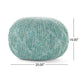 Trail Pouf Ottoman 20 Inch Round Knitted Boho Design Teal Wool BM327713