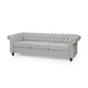 Sofa, 85 Inch Chesterfield Light Gray Button Tufted Fabric Design