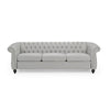 Sofa 85 Inch Chesterfield Light Gray Button Tufted Fabric Design BM327724