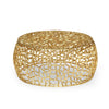 Coffee Table, 28 Inch Round Plinth Mesh Design, Open Gold Metal Frame