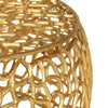 Coffee Table 28 Inch Round Plinth Mesh Design Open Gold Metal Frame BM327725