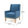 Accent Club Chair Smooth Textured Design Blue Microfiber Brown Wood BM327726