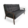 Sofa, 66 Inch, Button Tufted Design Dark Gray Fabric, Birch Wood