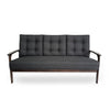 Sofa 66 Inch Button Tufted Design Dark Gray Fabric Birch Wood BM327727