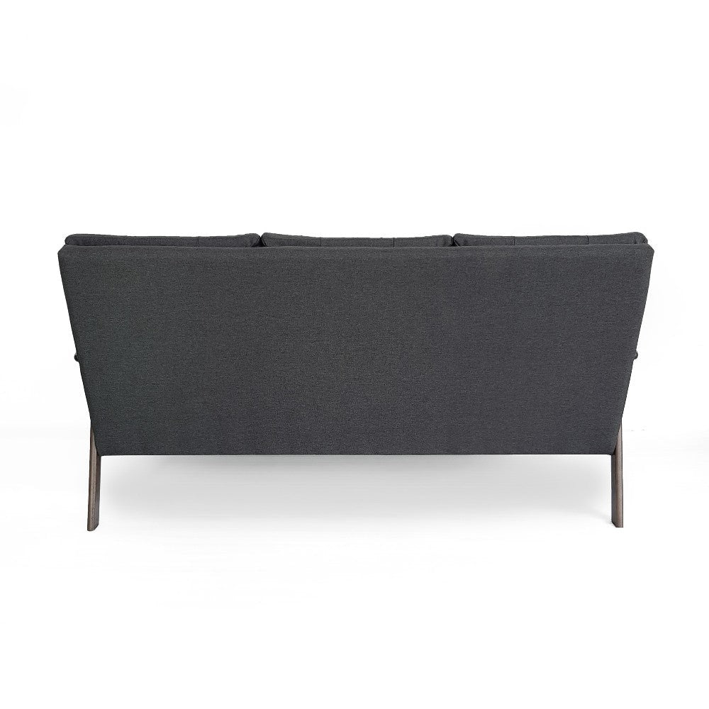 Sofa 66 Inch Button Tufted Design Dark Gray Fabric Birch Wood BM327727