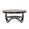 Coffee Table 36 Inch Round Mango Wood Top Iron Curved Legs Brown BM327728