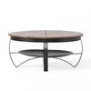 Coffee Table 36 Inch Round Mango Wood Top Iron Curved Legs Brown BM327728
