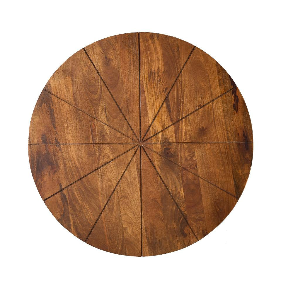 Coffee Table 36 Inch Round Mango Wood Top Iron Curved Legs Brown BM327728