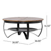 Coffee Table 36 Inch Round Mango Wood Top Iron Curved Legs Brown BM327728