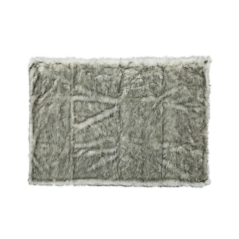 Throw Blanket 50 x 60 Soft Faux Fur Design Heather Gray Finish BM327729