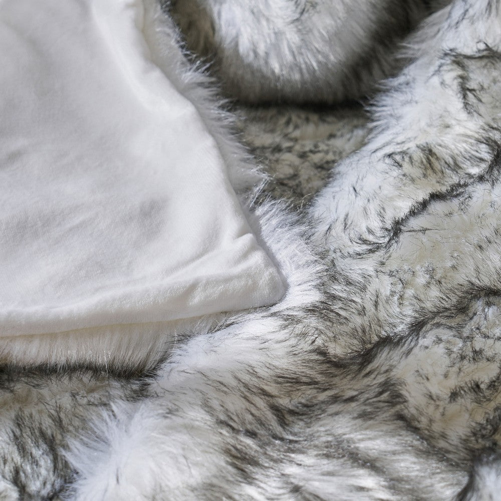 Throw Blanket | 50 x 60 Soft Faux Fur Design | Heather Gray Finish